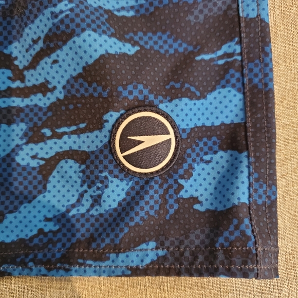 Speedo Boys Swim Trunk Board Short Blue Navy Camo Size M 10 12 - Picture 5 of 7